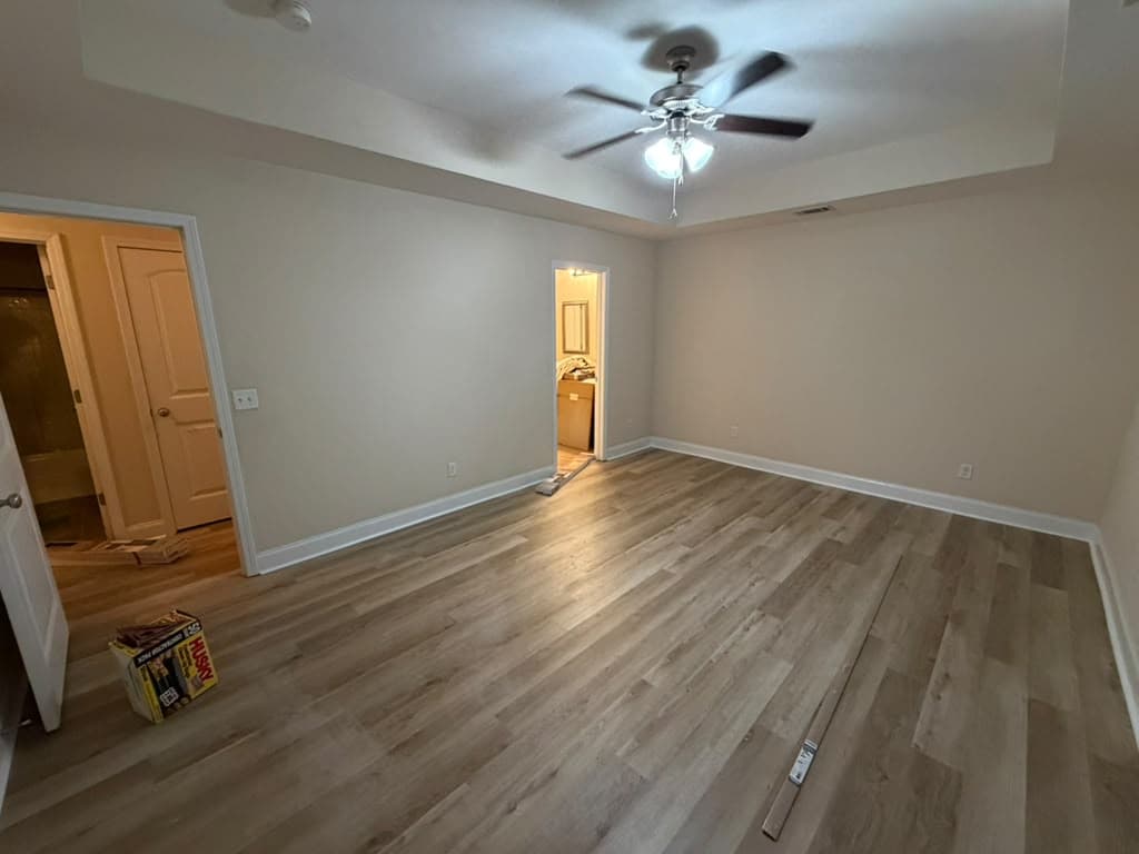 Living room with new light oak LVP flooring