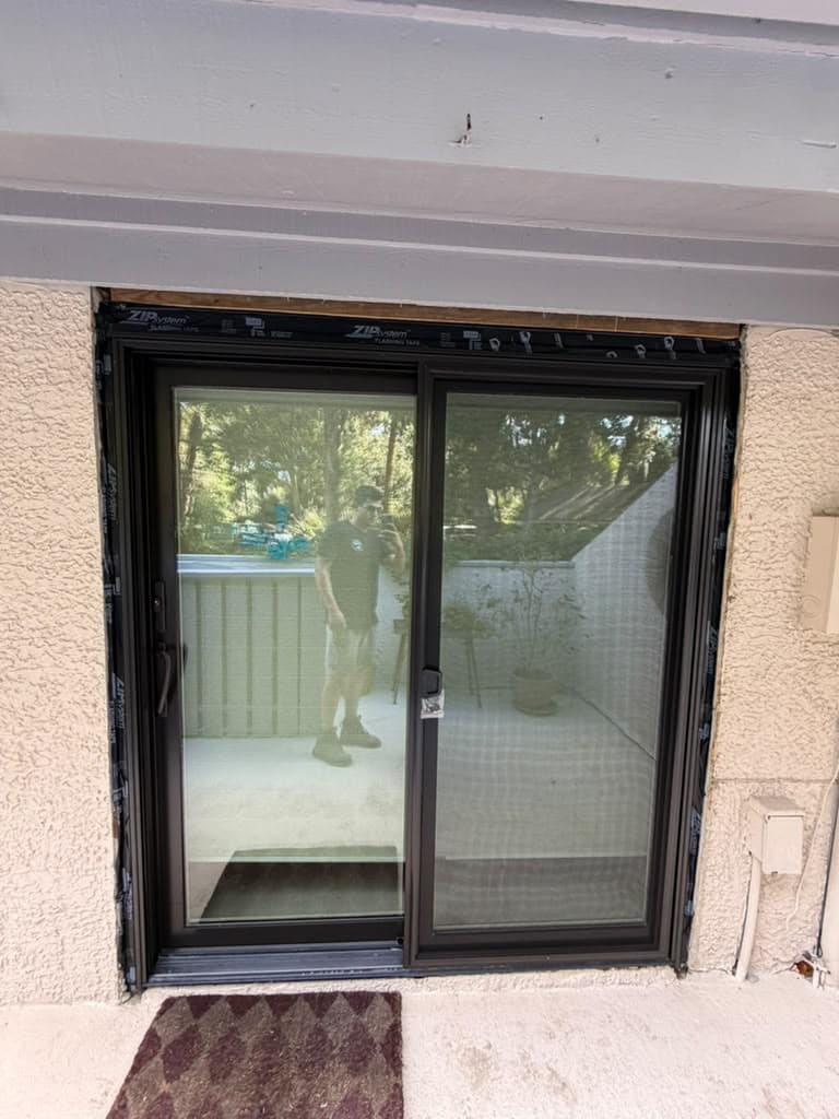 New sliding glass door from the patio